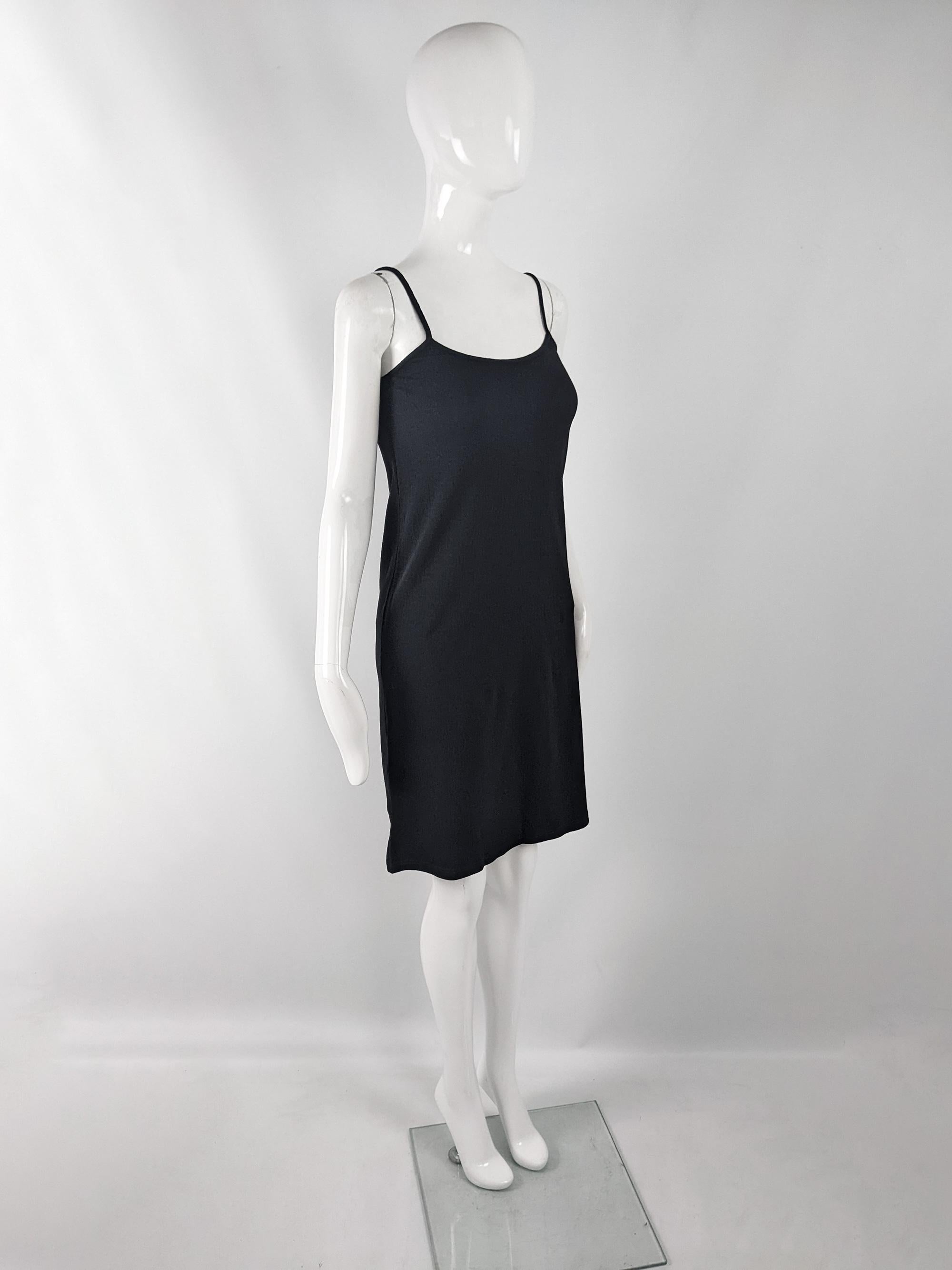 Fendi Vintage Fendissime Logo Pattern Simple Little Black Shift Dress, 1990s For Sale 2