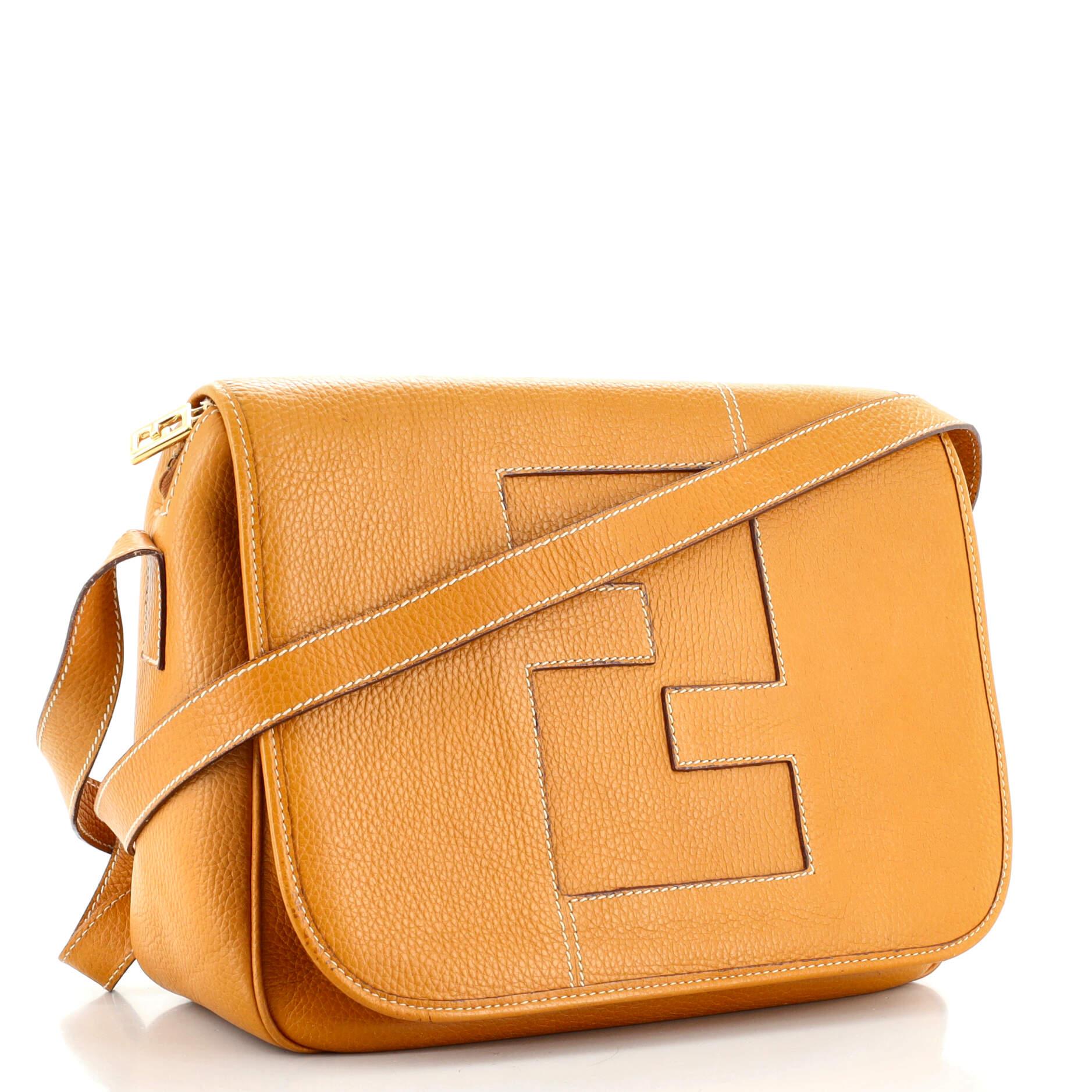 Fendi Vintage FF Flap Messenger Bag Leather Medium at 1stDibs | vintage ...