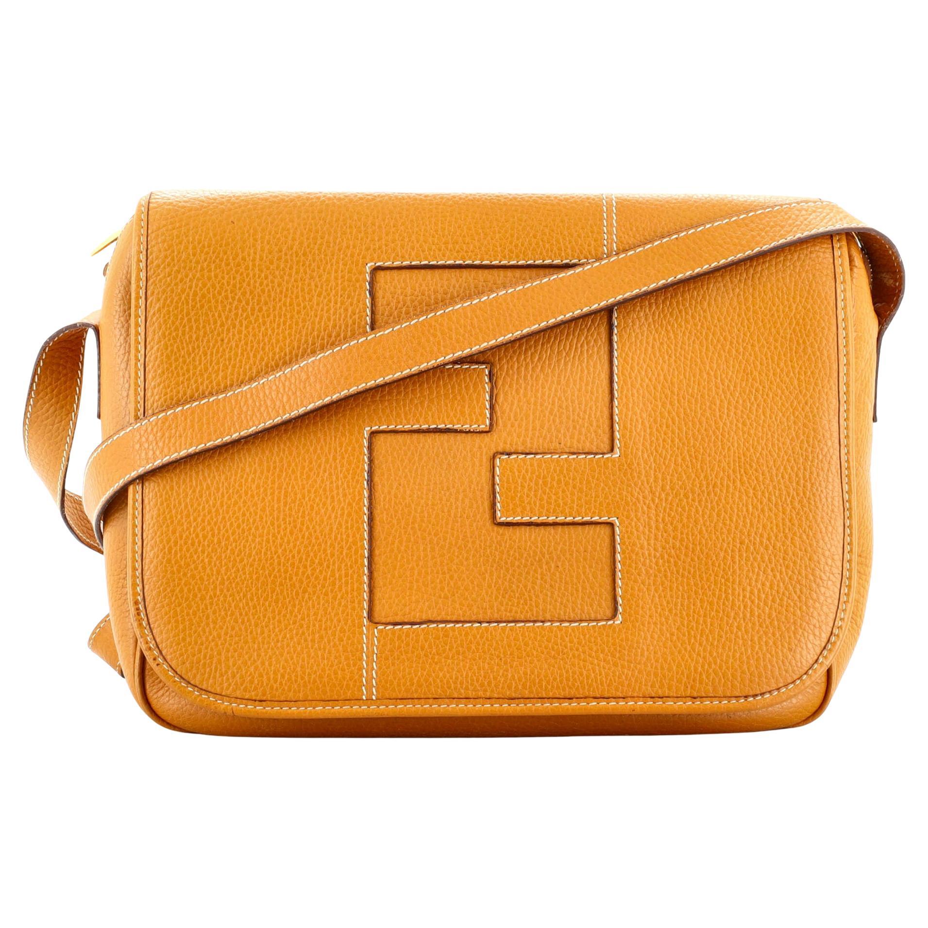 Fendi Vintage FF Flap Messenger Bag Leather Medium