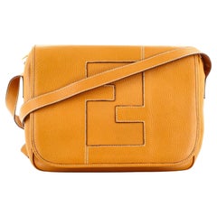 Fendi Vintage FF Flap Messenger Bag Leather Medium