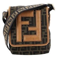 Fendi Vintage FF Flap Messenger Bag Zucca Canvas Mini