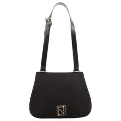 Fendi Vintage FF Flap Shoulder Bag Nylon Medium