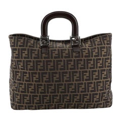 Fendi Vintage FF Handle Tote Zucca Canvas Large