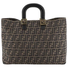 Fendi Vintage FF Handle Tote Zucca Canvas Large