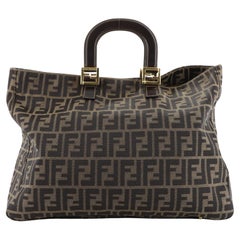 Fendi Vintage FF Handle Tote Zucca Canvas Large