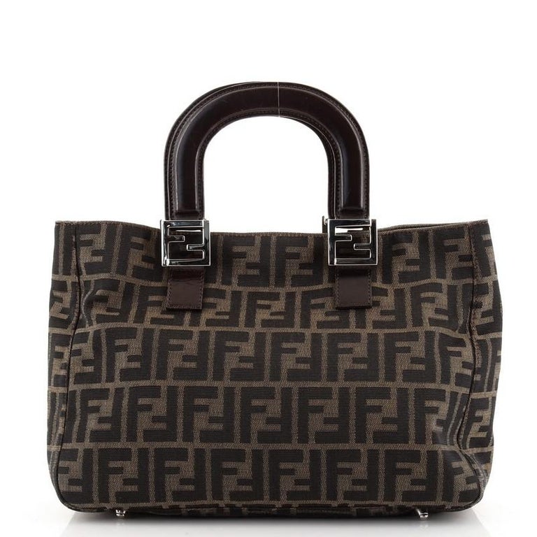 Fendi Vintage FF Handle Tote Zucca Canvas Small For Sale at 1stDibs