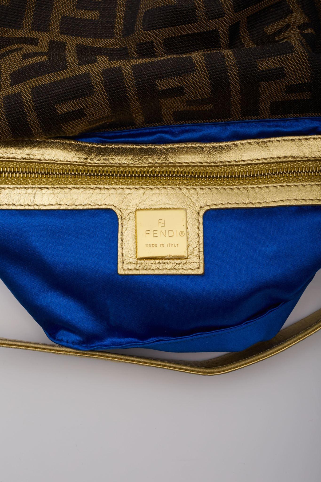 Fendi Vintage FF Monogram Flower Embodied Baguette Bag 5