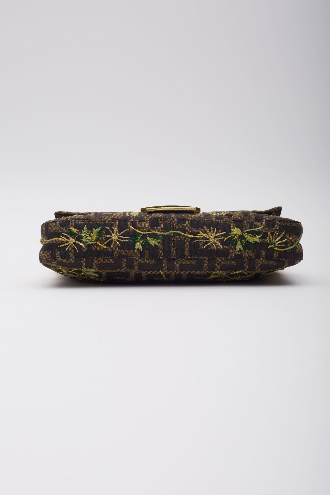 Fendi Vintage FF Monogram Flower Embodied Baguette Bag 1