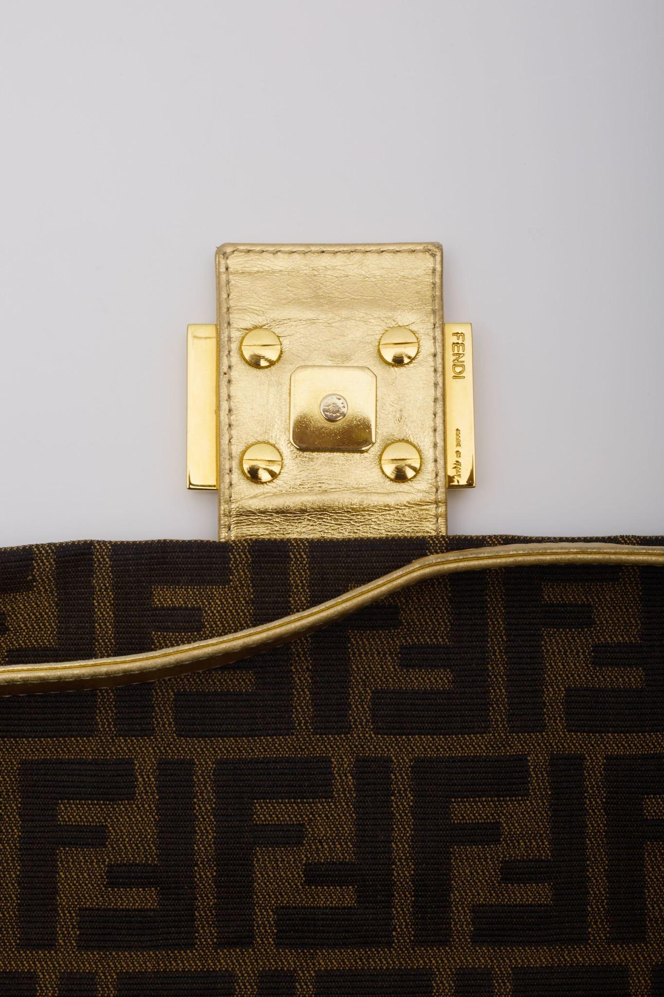 Fendi Vintage FF Monogram Flower Embodied Baguette Bag 3
