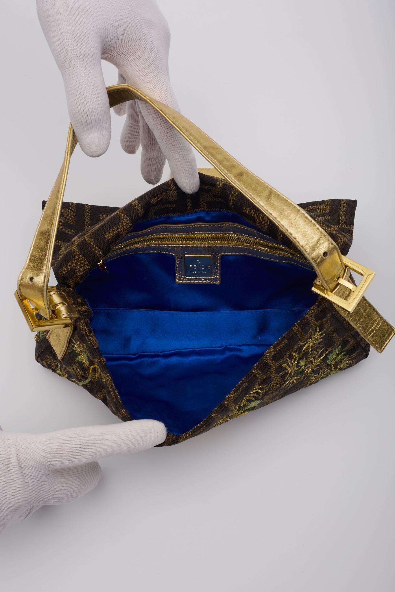 Fendi Vintage FF Monogram Flower Embodied Baguette Bag 4