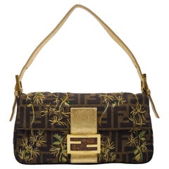 Fendi Vintage FF Monogram Flower Embodied Baguette Bag