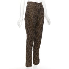 FENDI Vintage FF Zucca monogram high waisted straight leg pants 29"