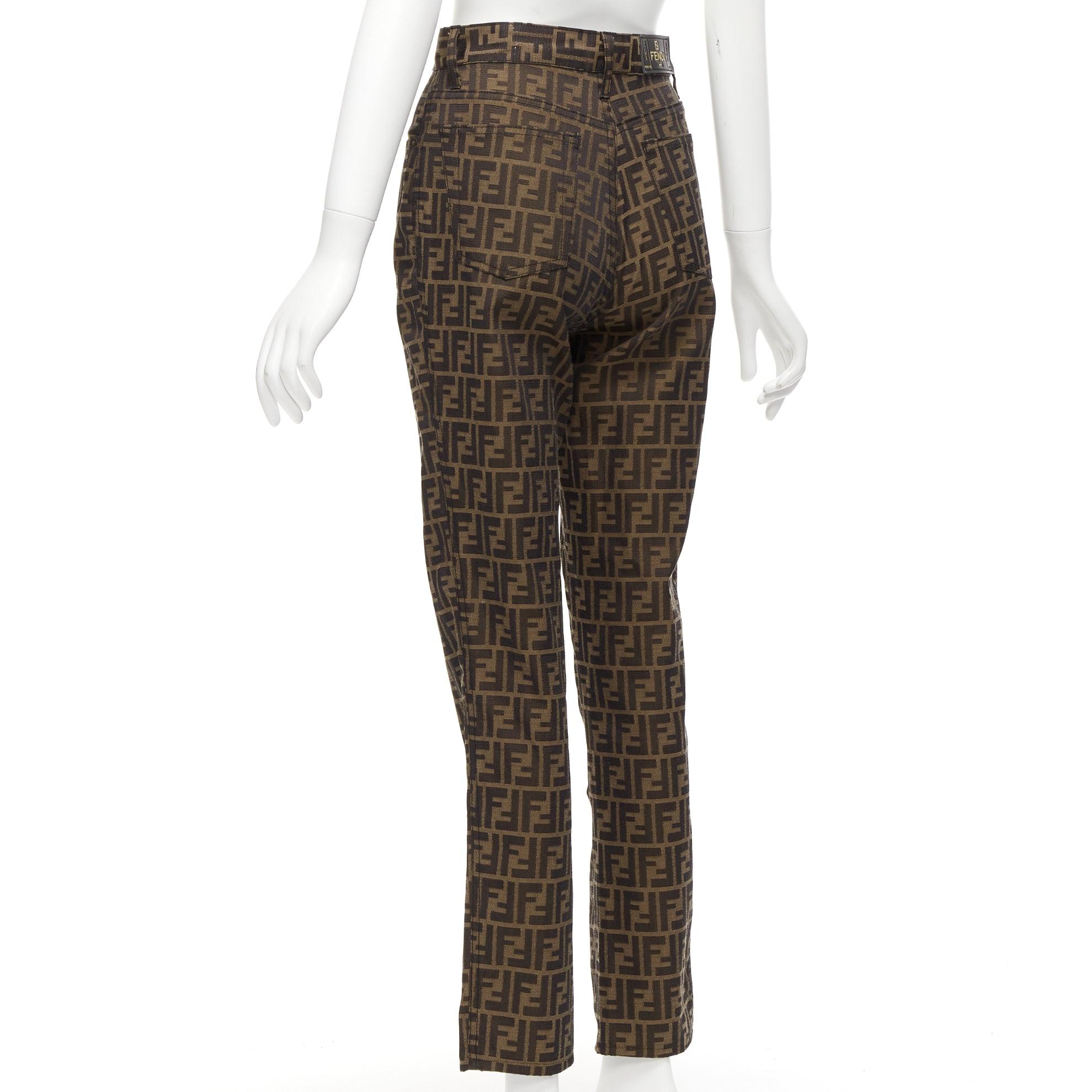 Women's FENDI Vintage FF Zucca monogram high waisted straight leg pants 29