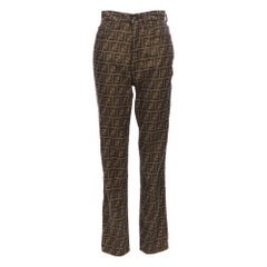 FENDI Vintage FF Zucca monogram high waisted straight leg pants 29"
