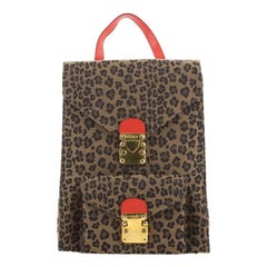 Fendi Vintage Flap Backpack Leopard Print Jacquard 