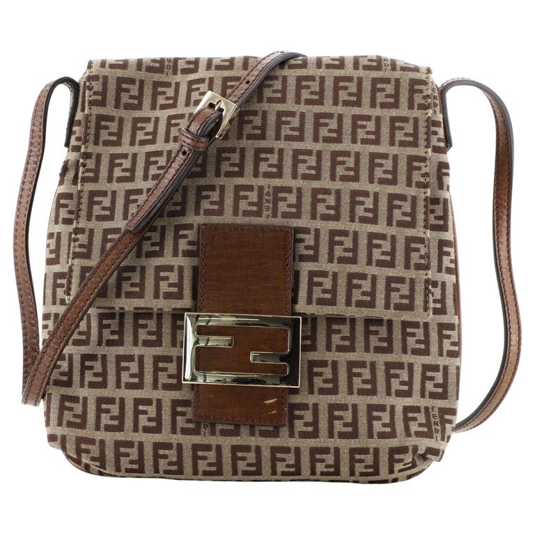 Fendi Vintage Flap Crossbody Bag Zucchino Canvas Small For Sale at 1stDibs