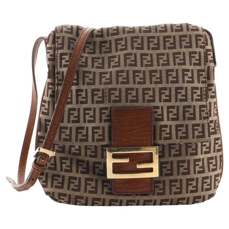 Fendi Vintage Flap Crossbody Bag Zucchino Canvas Small For Sale at 1stDibs
