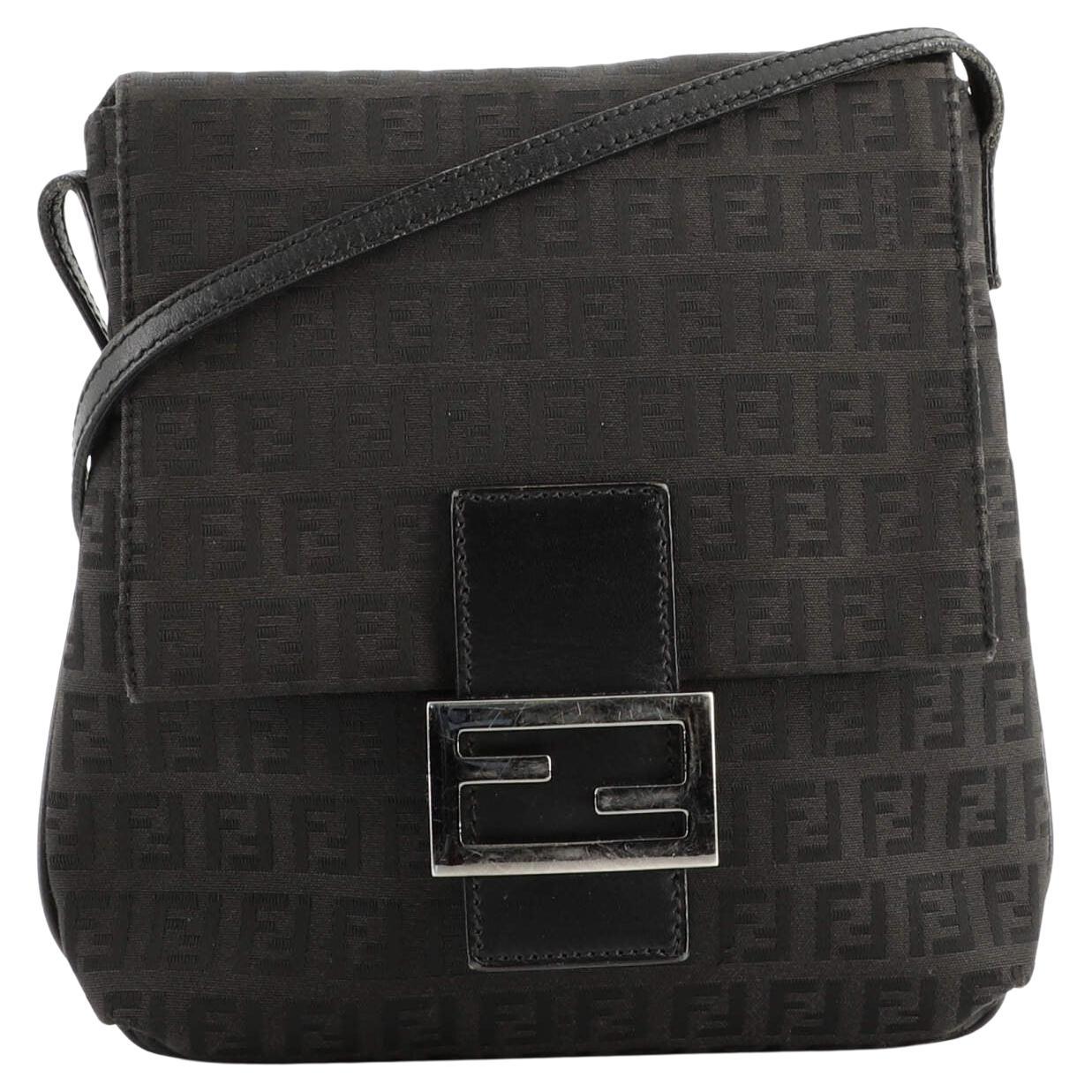 Fendi Vintage Flap Crossbody Bag Zucchino Canvas Small