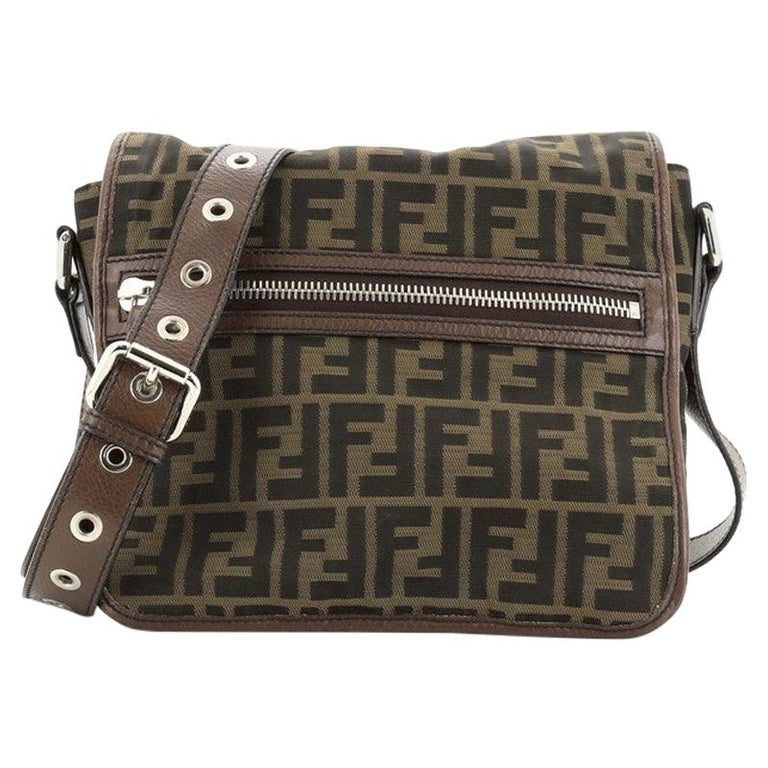 Fendi Flap Messenger Bag Zucca Coated Canvas Small at 1stDibs