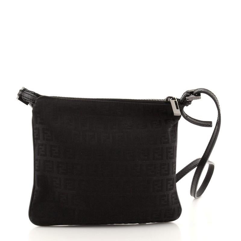 Black Fendi Vintage Flat Crossbody Bag Zucchino Canvas Mini
