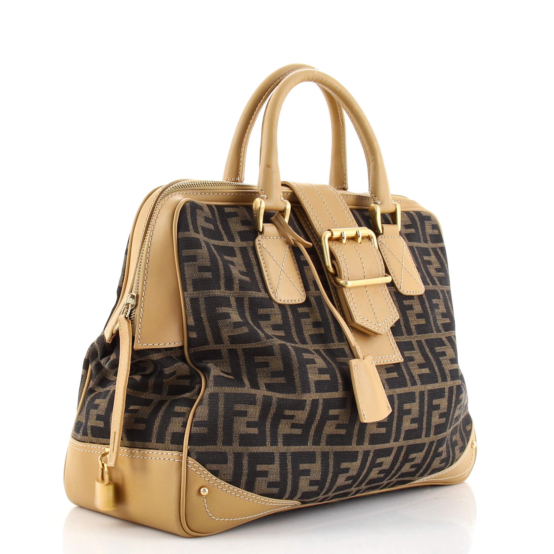 Brown Fendi Vintage Frame Doctor Bag Zucca Canvas Large