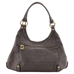 Fendi Vintage Front Zip Hobo Zucchino Coated Canvas Medium