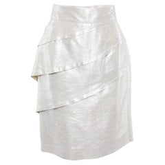 Mini-jupe vintage Fendi en lurex doré à volants M