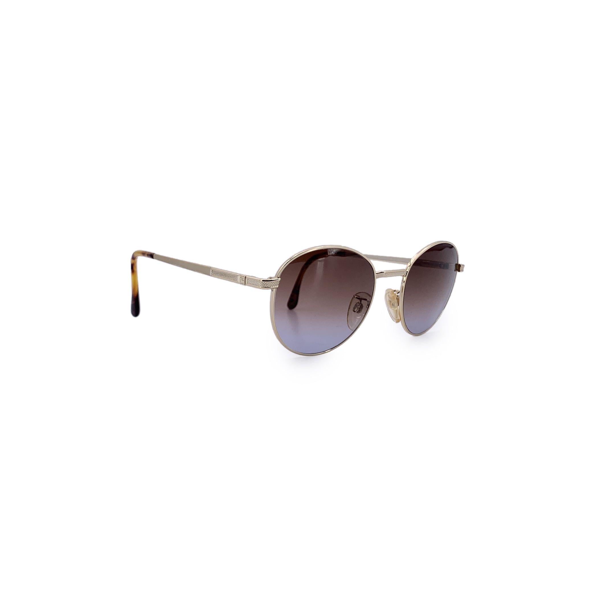 Gray Fendi Vintage Gold Metal Sunglasses VL 7007 51/19 140mm For Sale