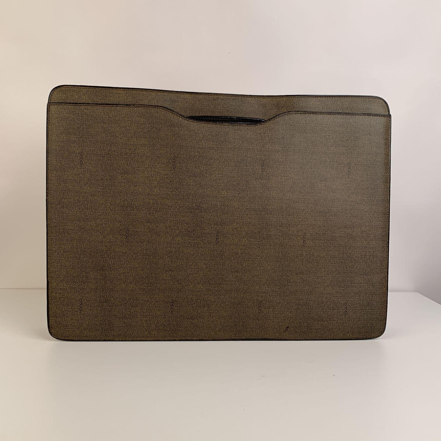 Fendi Vintage Grau Leinwand versenkbare Griffe Aktentasche Arbeit Tasche 3