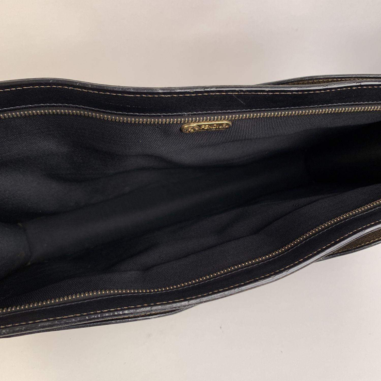 Fendi Vintage Grau Leinwand versenkbare Griffe Aktentasche Arbeit Tasche 4