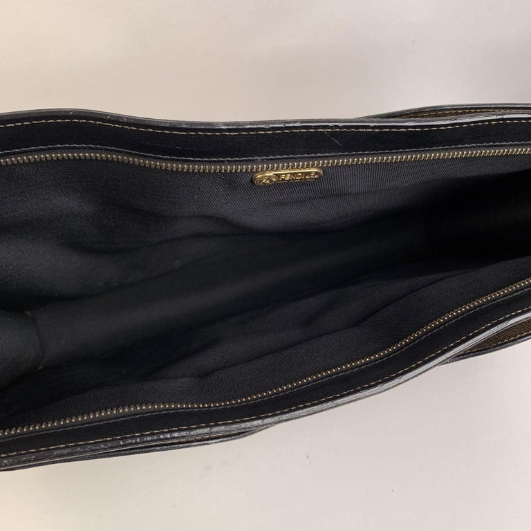 Fendi Vintage Gray Canvas Retractable Handles Briefcase Work Bag at 1stDibs