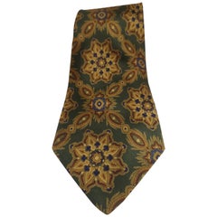 Fendi vintage green multicoloured silk tie