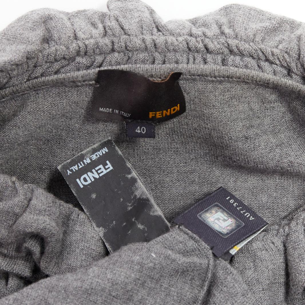 FENDI Vintage grey extrafine wool ruffle collar pleated sweater IT40 S For Sale 3