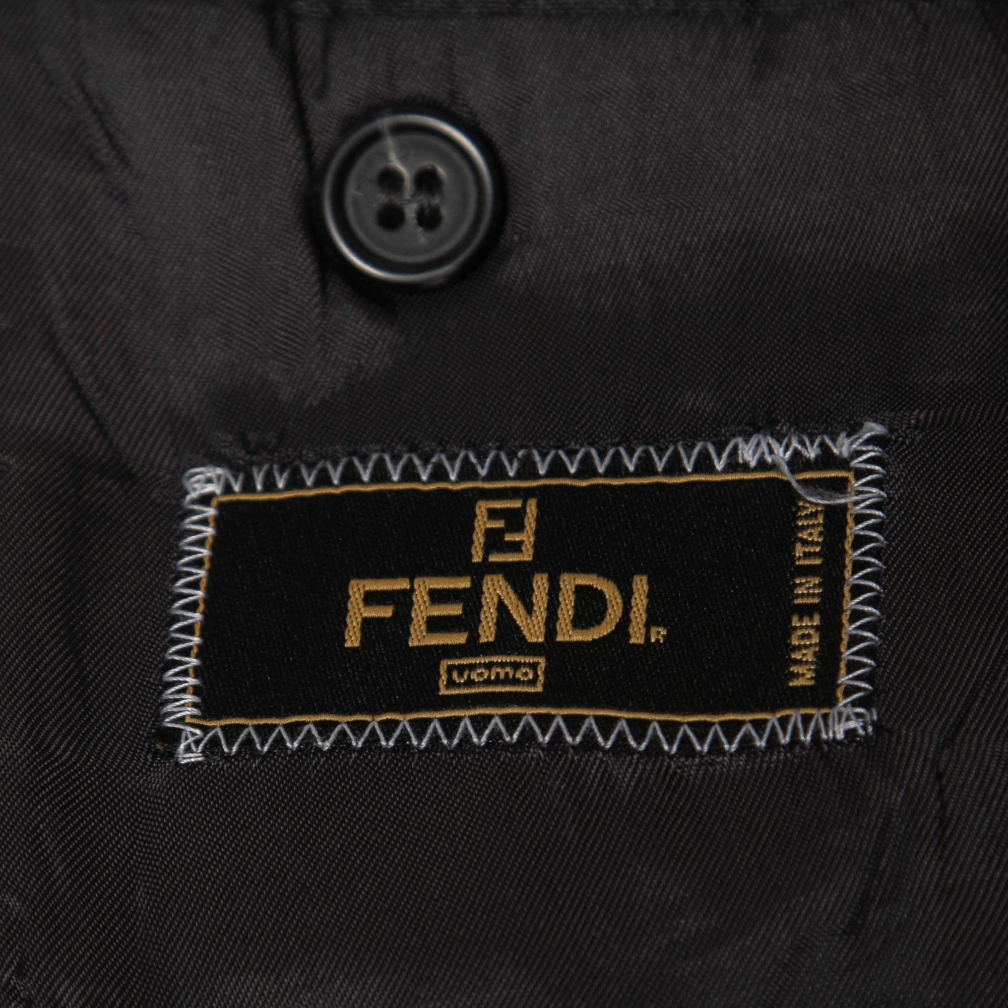 Fendi Vintage Grey Wool Single Breasted Blazer M For Sale 1