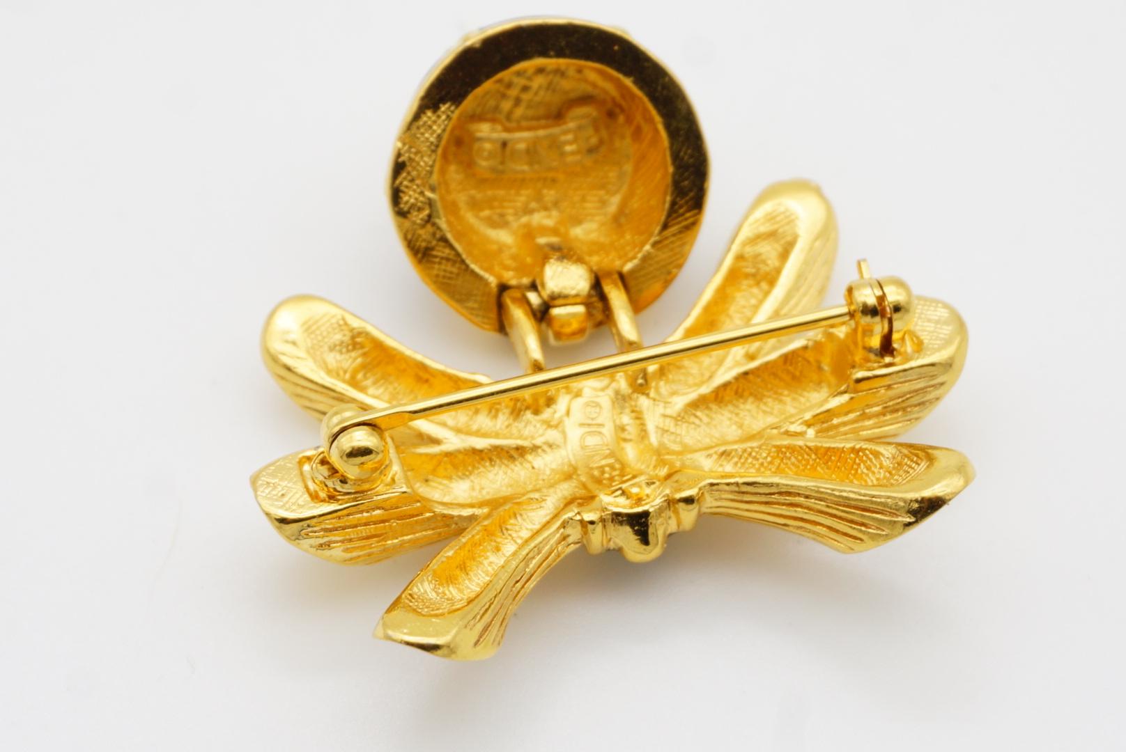 Fendi Vintage Gripoix Rubí Flor Círculo Gota Cristal Colgante Broche Lazo Negro en venta 9