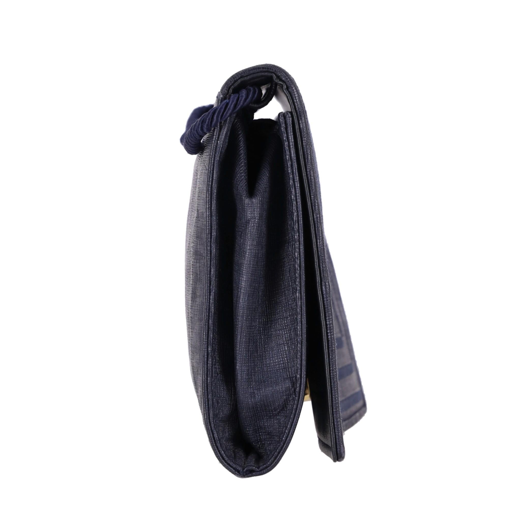 Black Fendi Vintage Leather Stitch Detail Crossbody/Clutch Bag