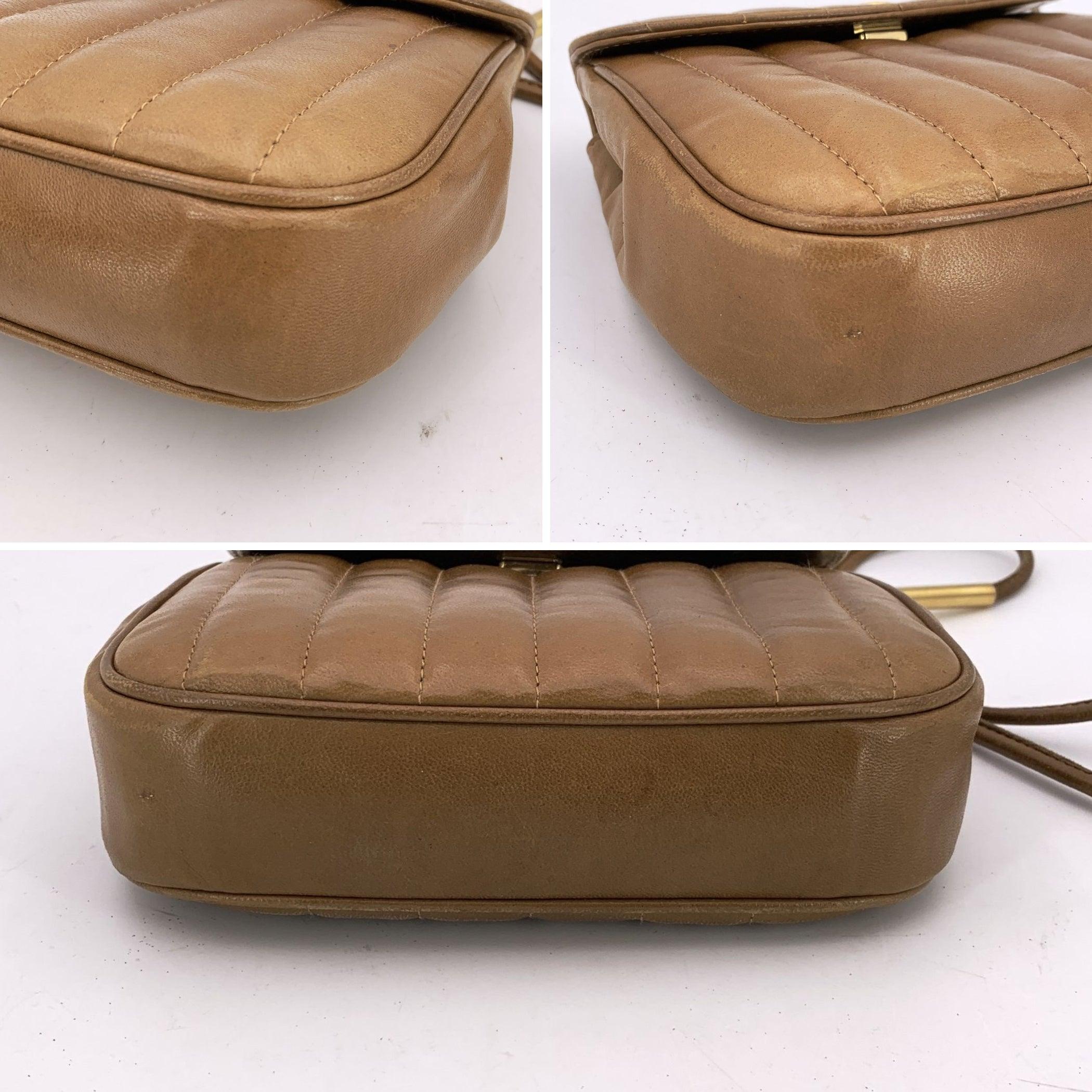 Fendi Vintage Light Brown Gestepptes Leder Janus Kleine Umhängetasche 1