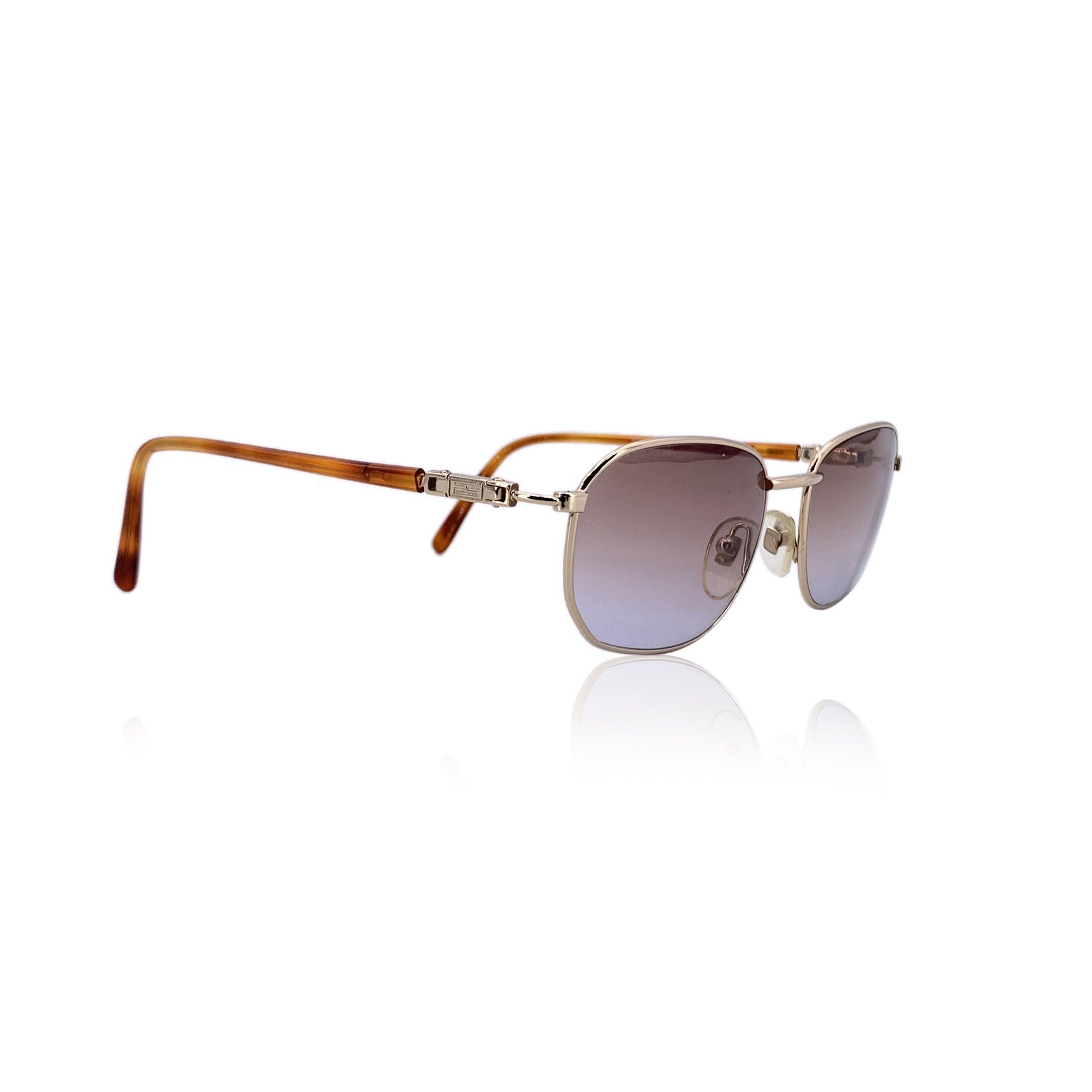 Gray Fendi Vintage Light Gold Metal Sunglasses VL 7104 54/18 135mm For Sale