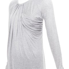 FENDI Vintage light grey draped jersey round neck midi dress IT40 S
