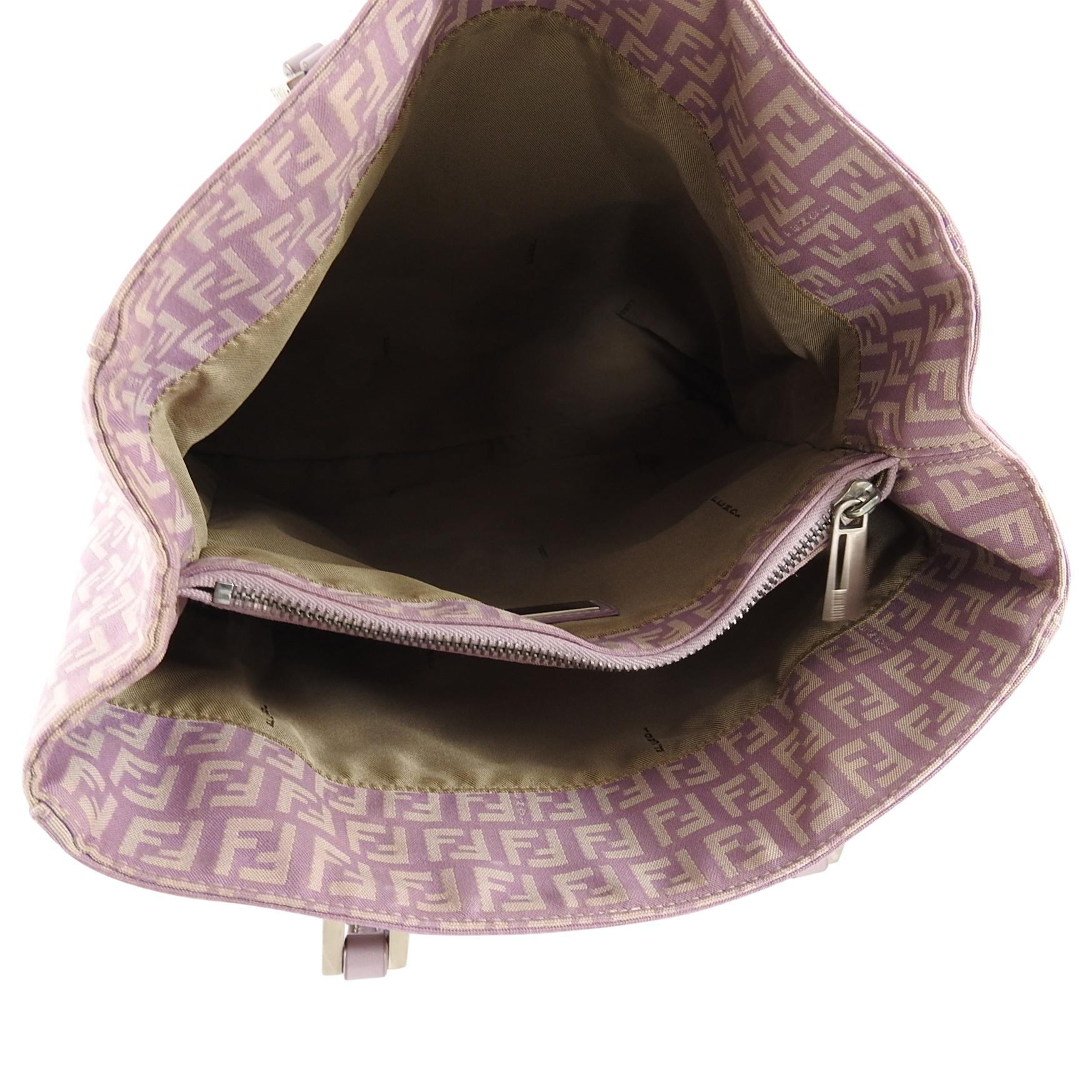 Fendi Vintage Lilac Purple FF Zucca Logo Tote Bag For Sale 5