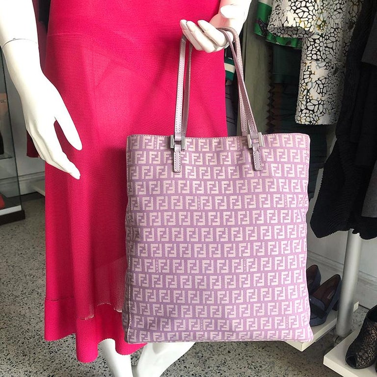 Vintage Bag | Fendi FF Logo Monogram Zucchino Mini Tote Bag Purse Mauve Pink Purple