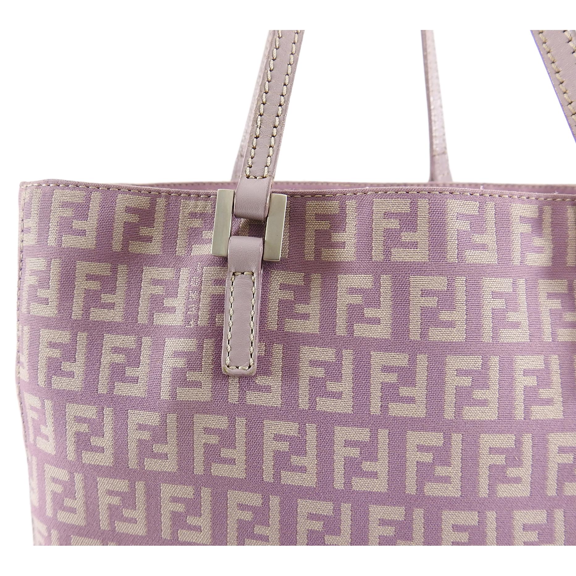 Fendi Vintage Lilac Purple FF Zucca Logo Tote Bag For Sale 1