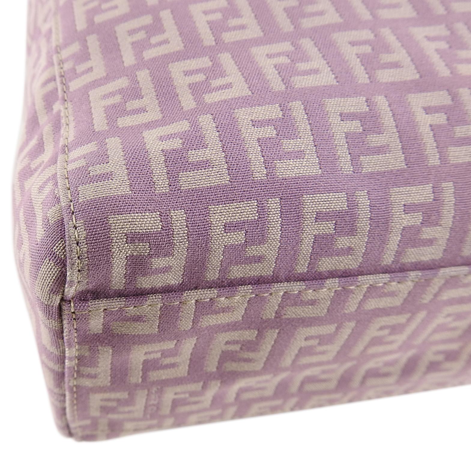 Fendi Vintage Lilac Purple FF Zucca Logo Tote Bag For Sale 2