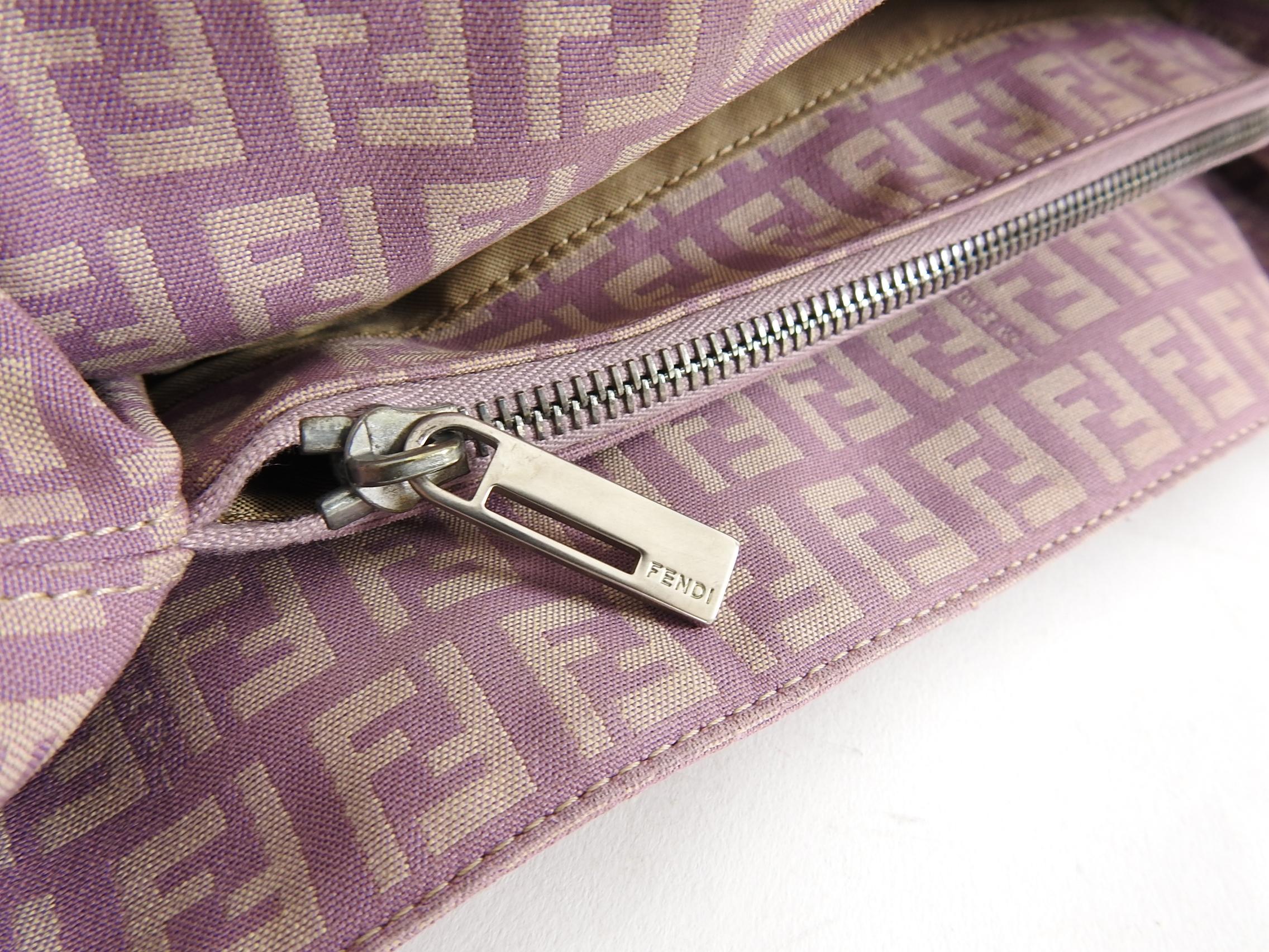 Fendi Vintage Lilac Purple FF Zucca Logo Tote Bag For Sale 4