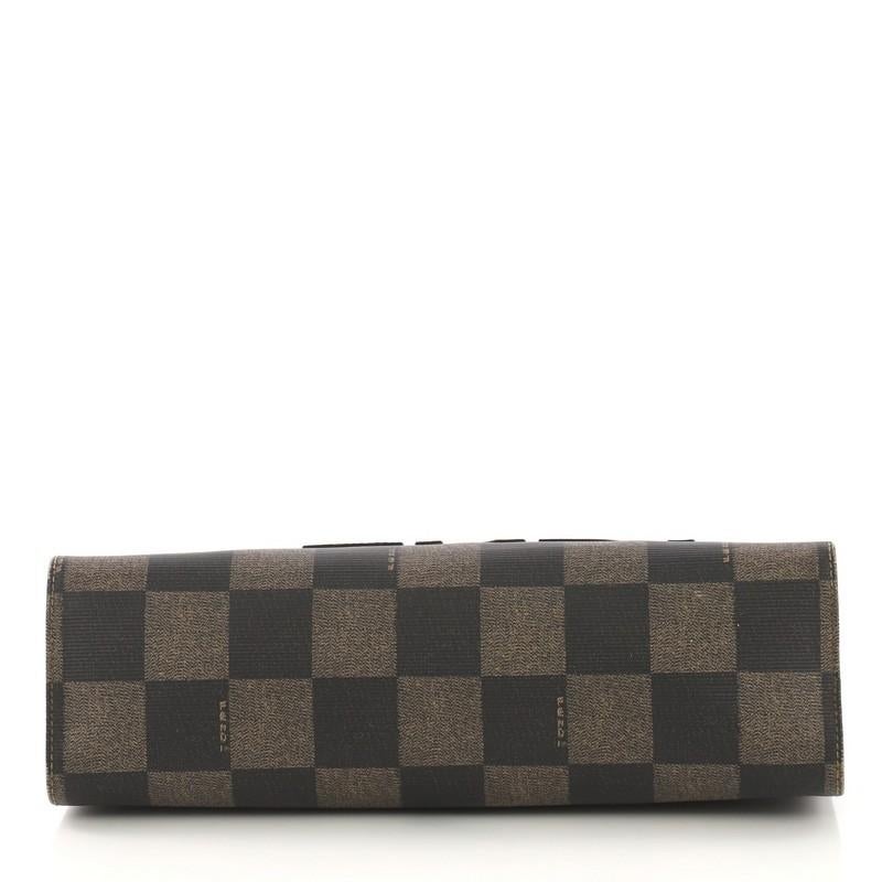 Women's or Men's Fendi Vintage Logo Clutch Check Print Embroidered Coated Canvas Medium