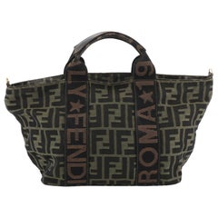 Fendi Vintage Logo Convertible Tote Zucca Canvas Small
