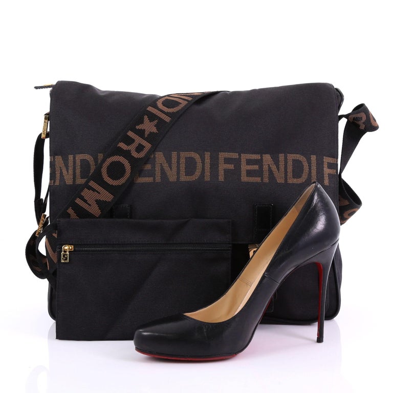 Fendi Vintage Logo Pocket Messenger Bag Nylon Medium at 1stDibs