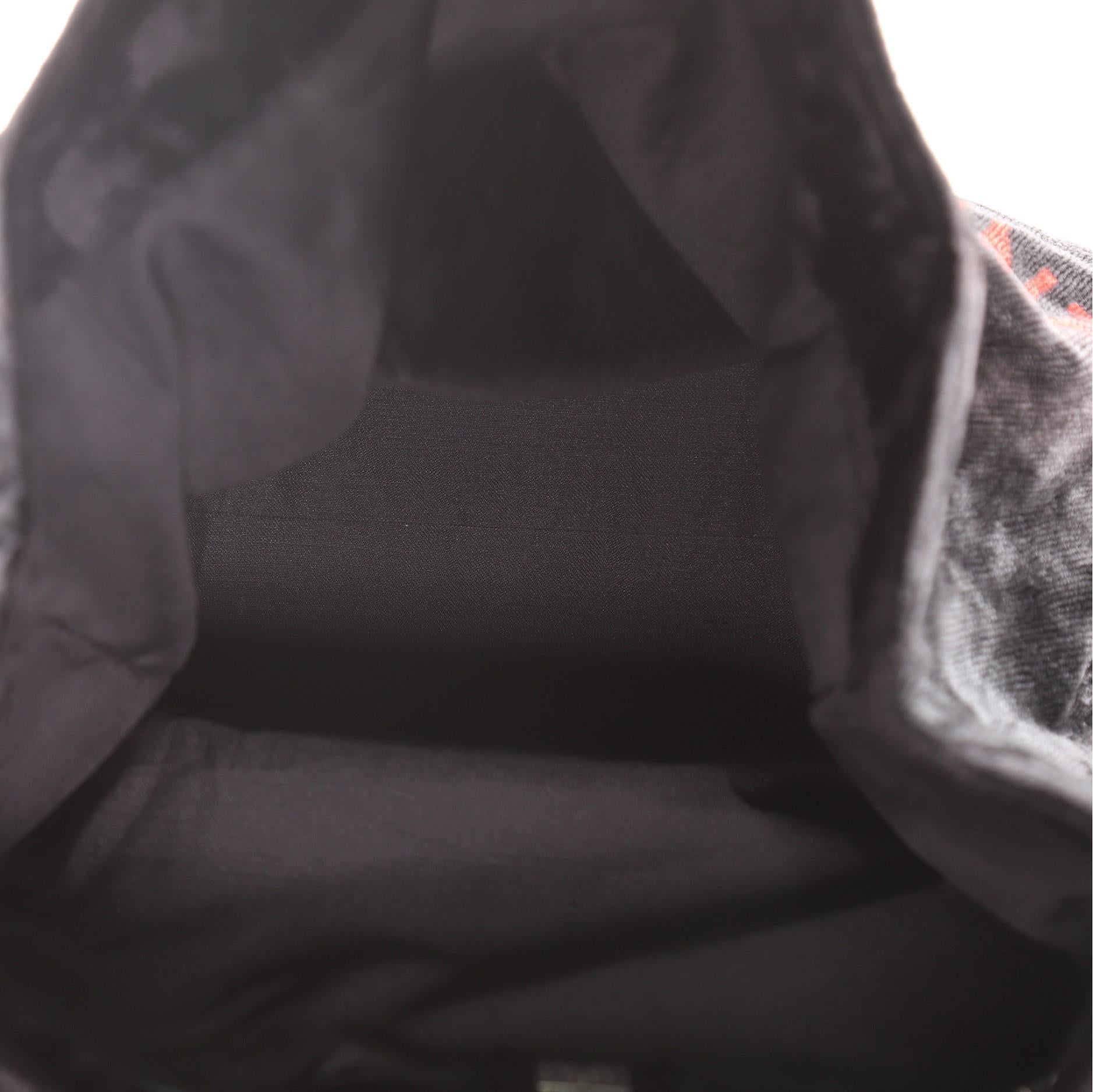 Fendi Vintage Logo Tote Samt Groß Schwarz Damen