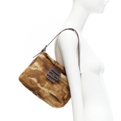 FENDI Vintage Mamma Forever brown ponyhair shoulder baguette bag