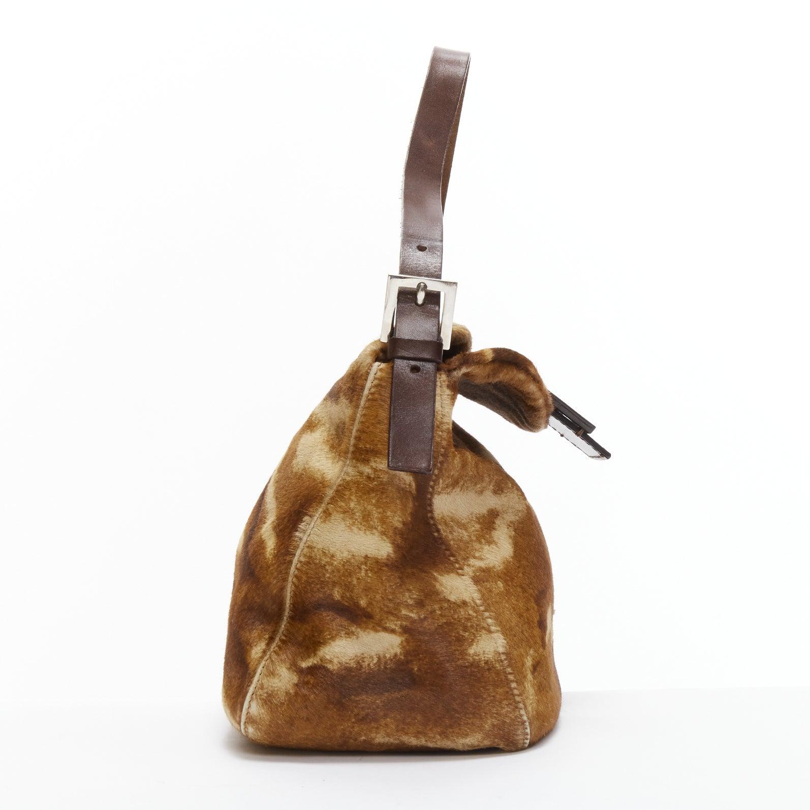 FENDI Vintage Mamma Forever brown ponyhair shoulder baguette bag In Good Condition In Hong Kong, NT